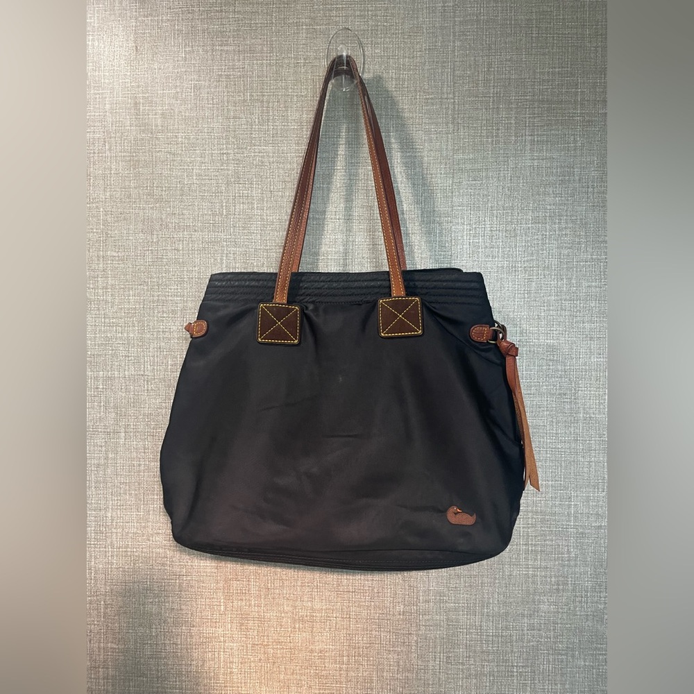 Dooney & Bourke Black Tote with Brown Leather Straps